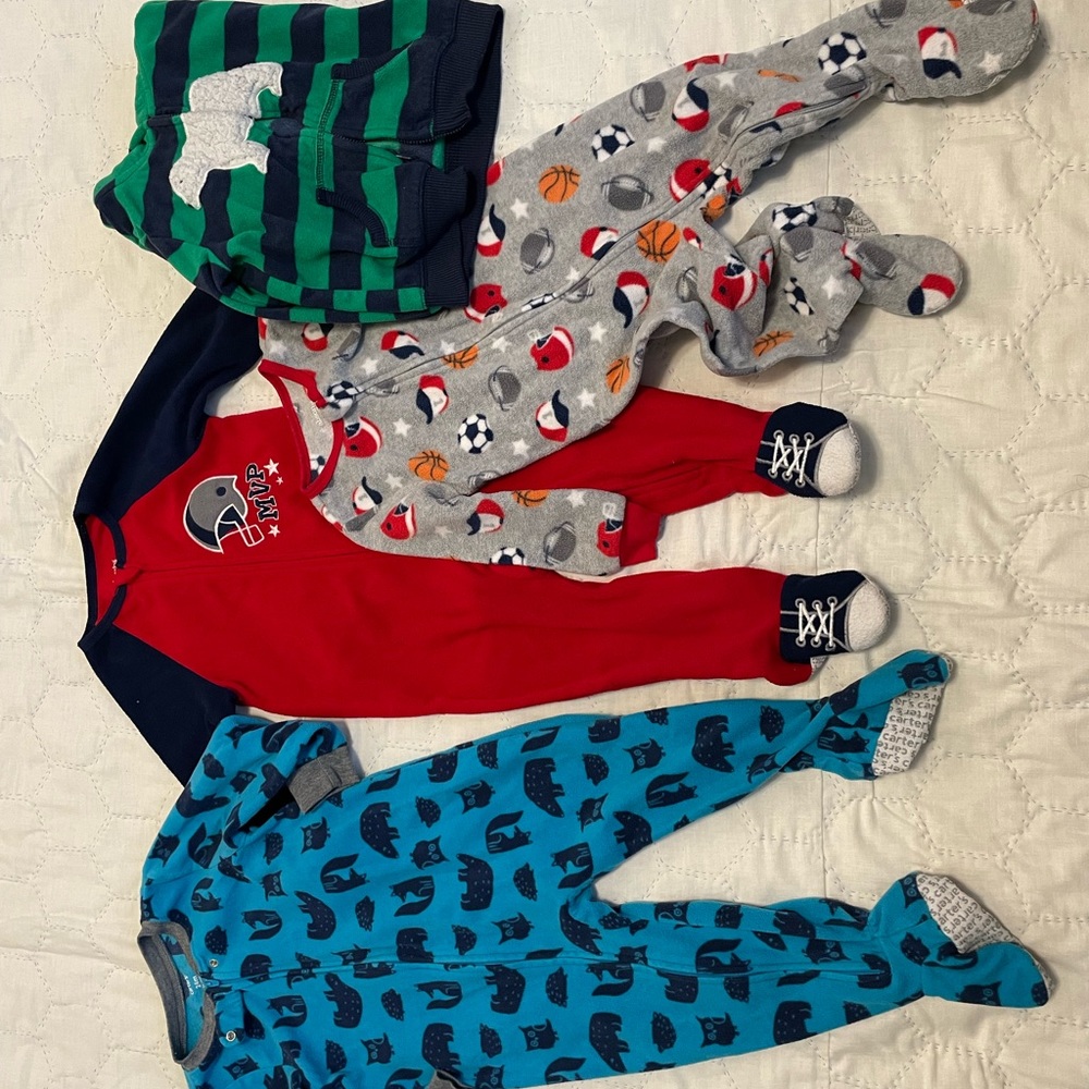 18 month + 24 month baby boy cozy footed sleepers and jacket
